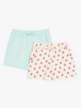 John Lewis & Partners Kids' Strawberry & Plain Shorts, Pack of 2, Neutral