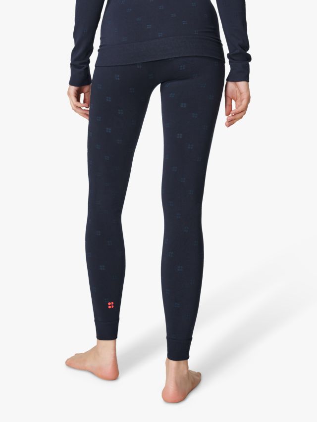 Modal Dot Jacquard Base Layer Leggings - Black, Women's Ski Clothes