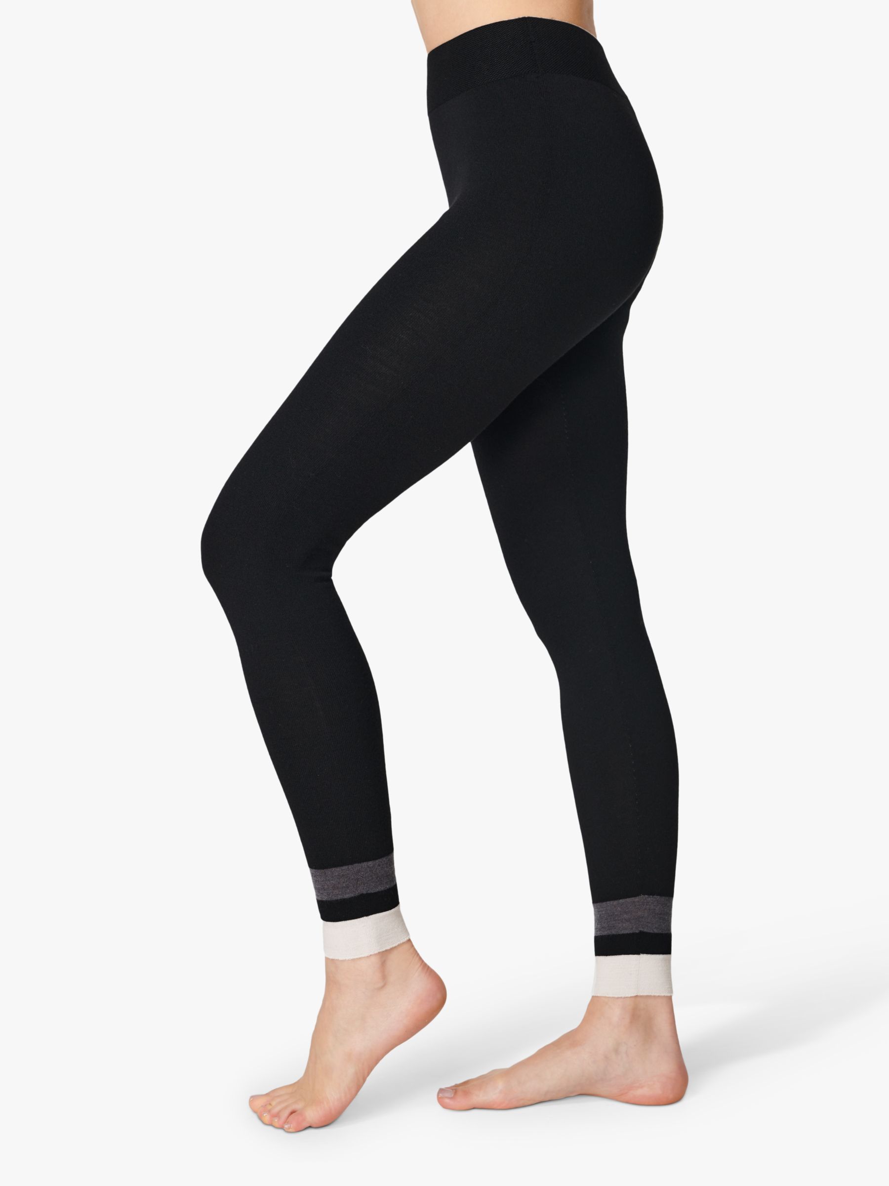 Sweaty Betty Merino Wool Blend Base Layer Stripe Leggings, Black, XS