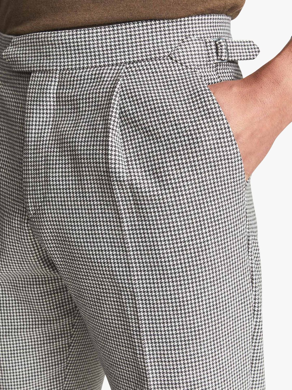 Reiss Dutch Pleated Skinny Puppytooth Trousers, Grey