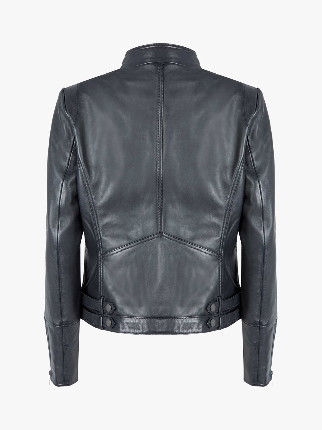 Mint Velvet Slim Zip Leather Jacket, Black at John Lewis & Partners
