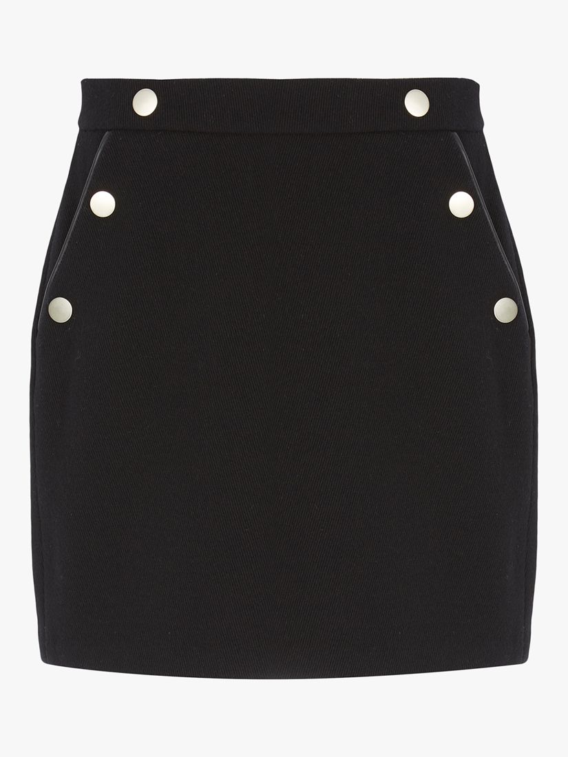 Mint Velvet Popper Twill Mini Skirt, Black