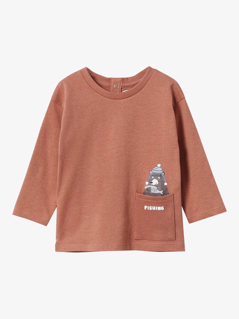 Mango Kids' Fishing Long Sleeve T-Shirt, Orange at John Lewis & Partners