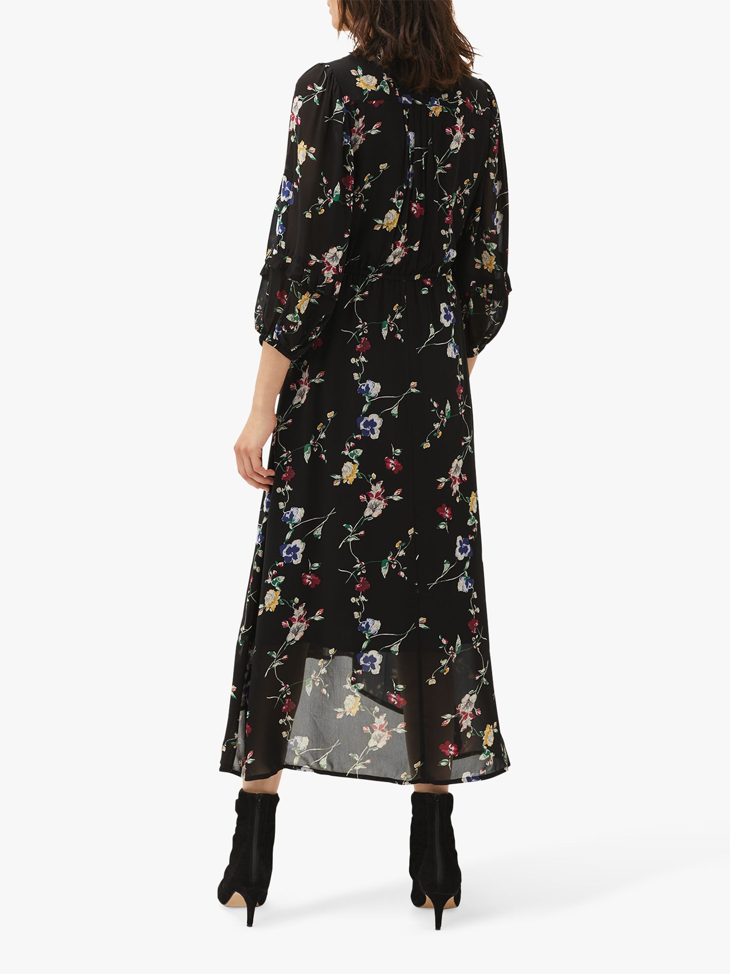 Phase Eight Imara Floral Print Midi Dress, Black/Multi