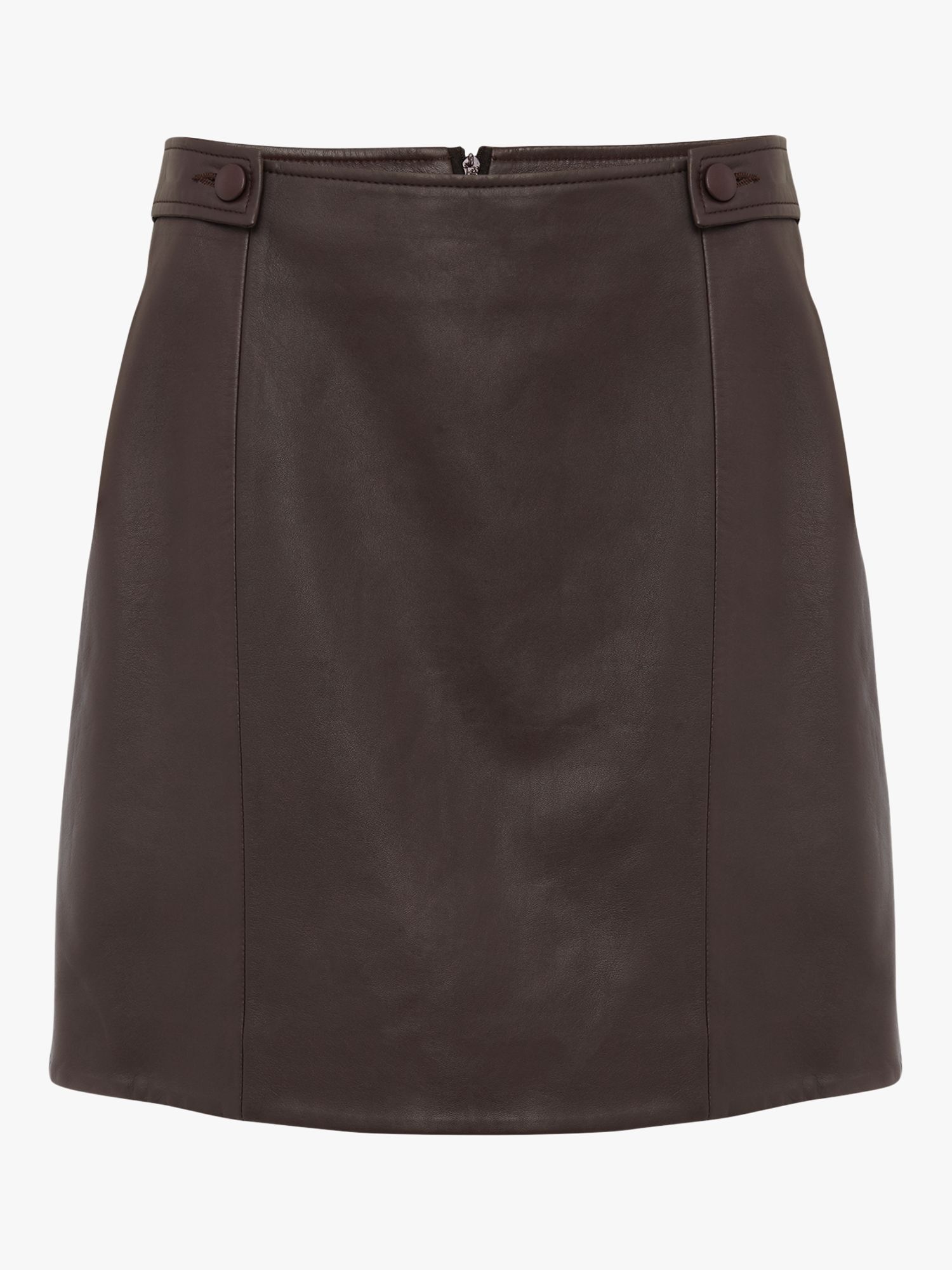 Phase Eight Nadine Leather Mini Skirt, Mulberry at John Lewis & Partners