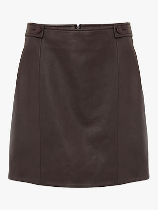 Phase Eight Nadine Leather Mini Skirt, Mulberry