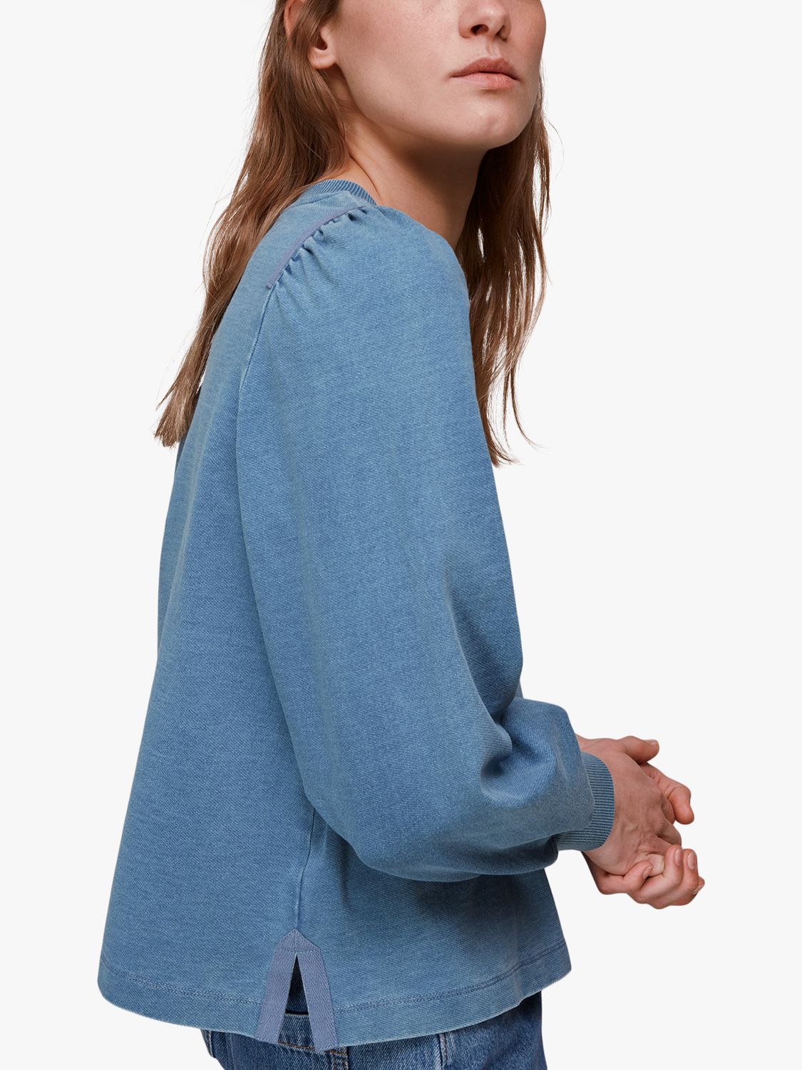 Whistles Puff Sleeve Jumper, Blue at John Lewis & Partners