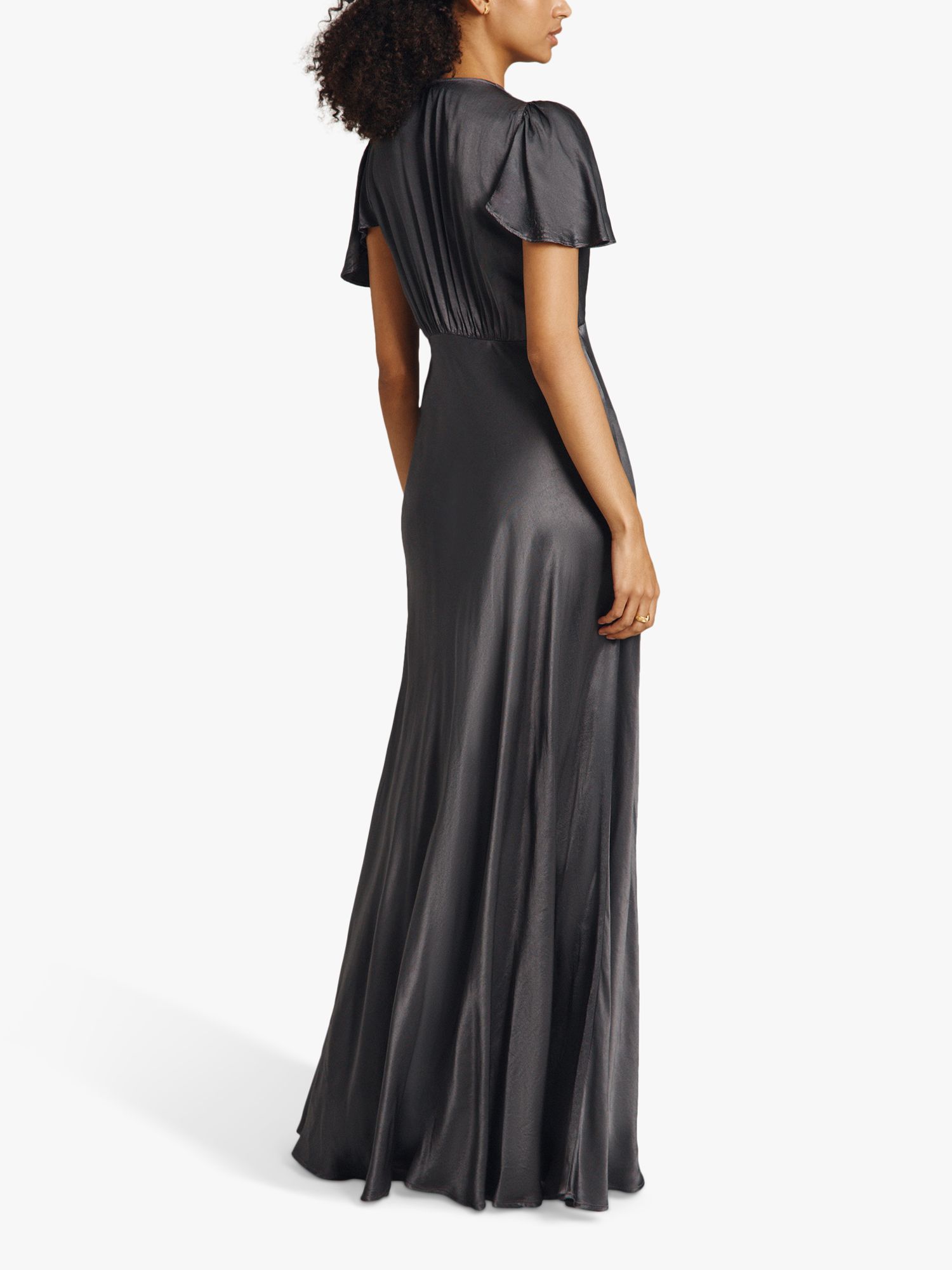 Ghost Delphine Satin Maxi Dress, Charcoal at John Lewis & Partners