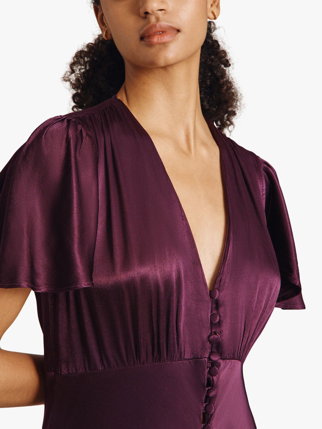 Ghost Delphine Satin Maxi Dress, Orchid Bloom at John Lewis & Partners