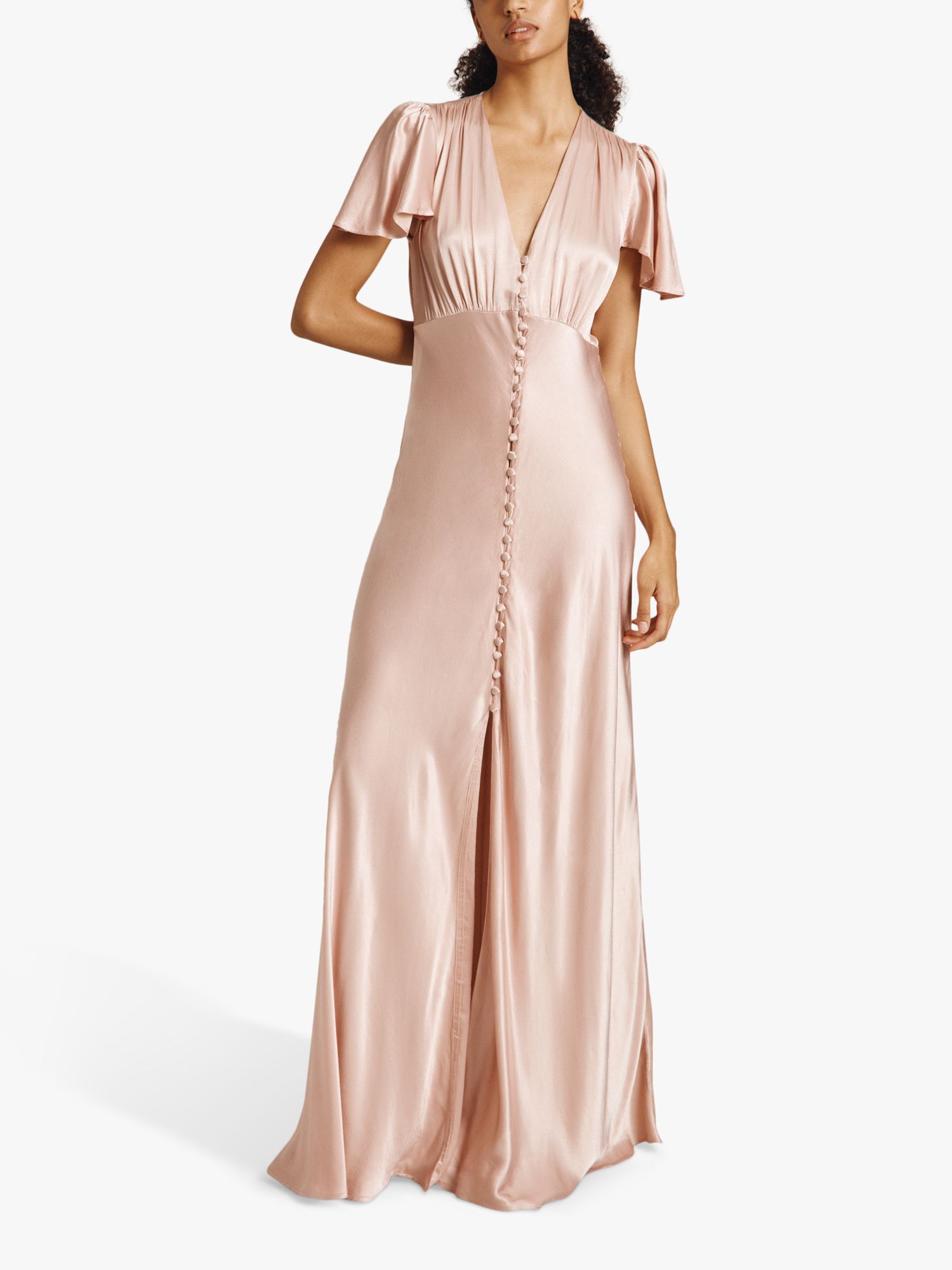 Ghost Delphine Satin Maxi Dress, Boudoir Pink at John Lewis & Partners