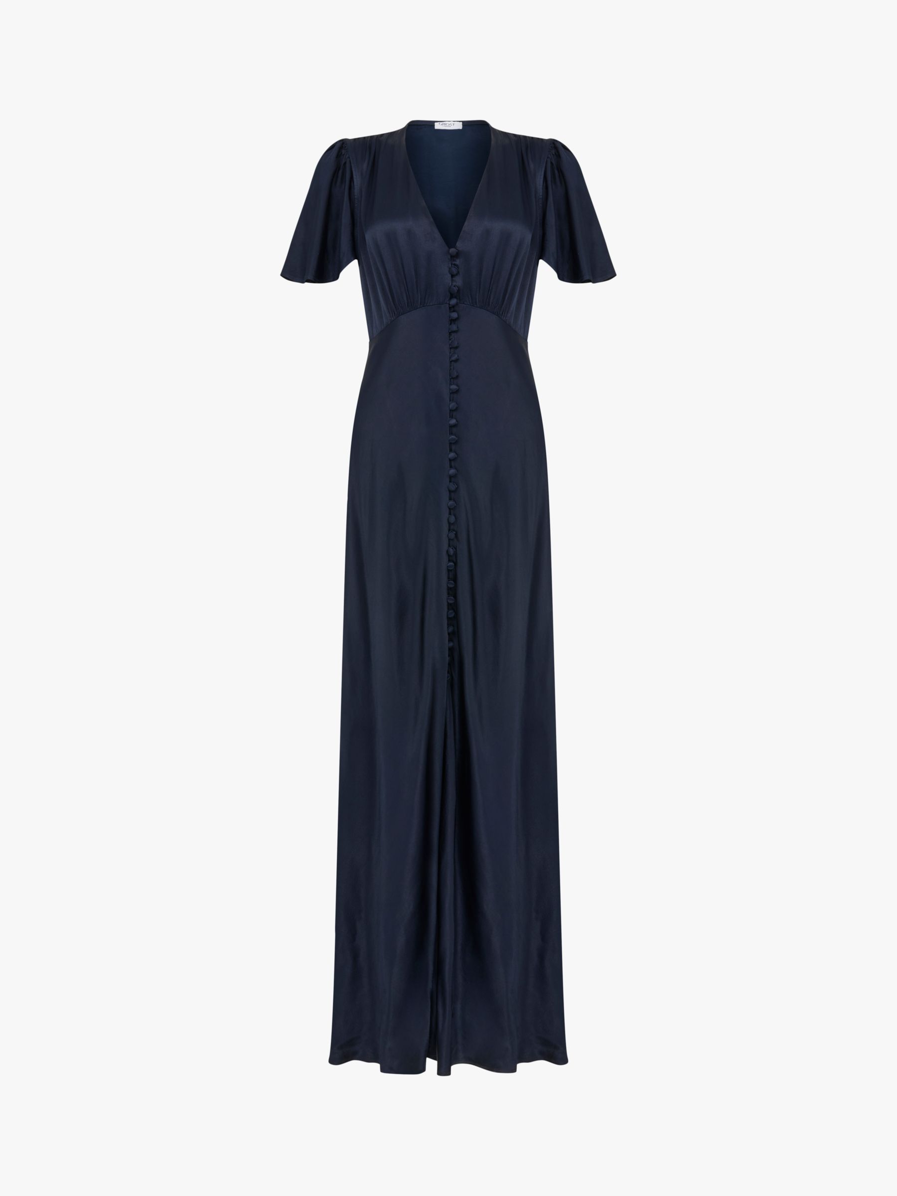 Ghost Delphine Satin Maxi Dress, Navy, XS