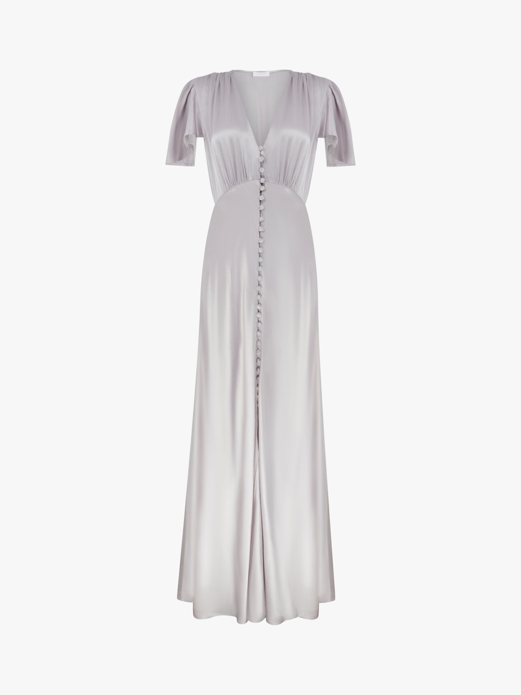 Ghost Delphine Satin Maxi Dress, Silver Lake at John Lewis & Partners