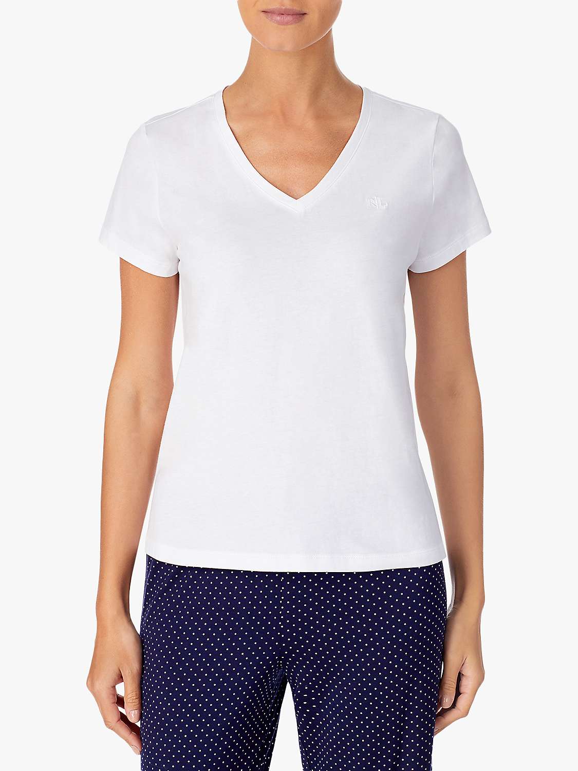 Buy Lauren Ralph Lauren V-Neck Sleep T-Shirt, White Online at johnlewis.com