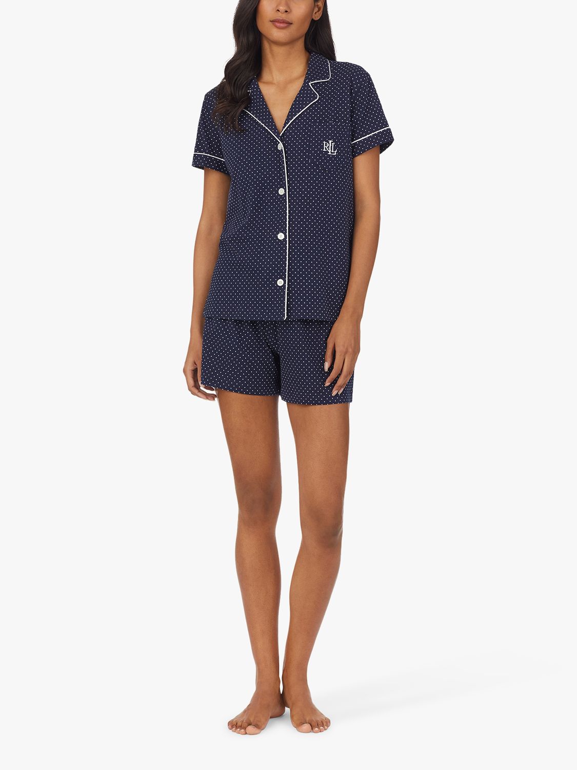 Buy Lauren Ralph Lauren Shorty Spot Pyjama Set, Navy Online at johnlewis.com