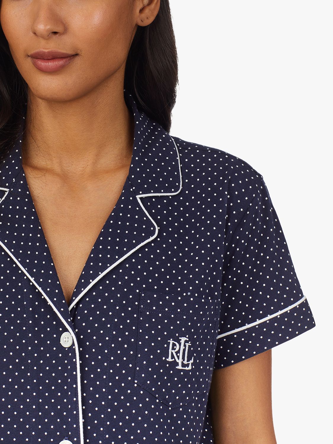 Buy Lauren Ralph Lauren Shorty Spot Pyjama Set, Navy Online at johnlewis.com