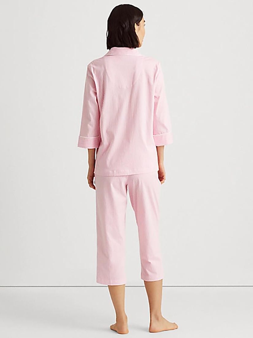 Buy Lauren Ralph Lauren Capri Stripe Pyjama Set, Pink Online at johnlewis.com