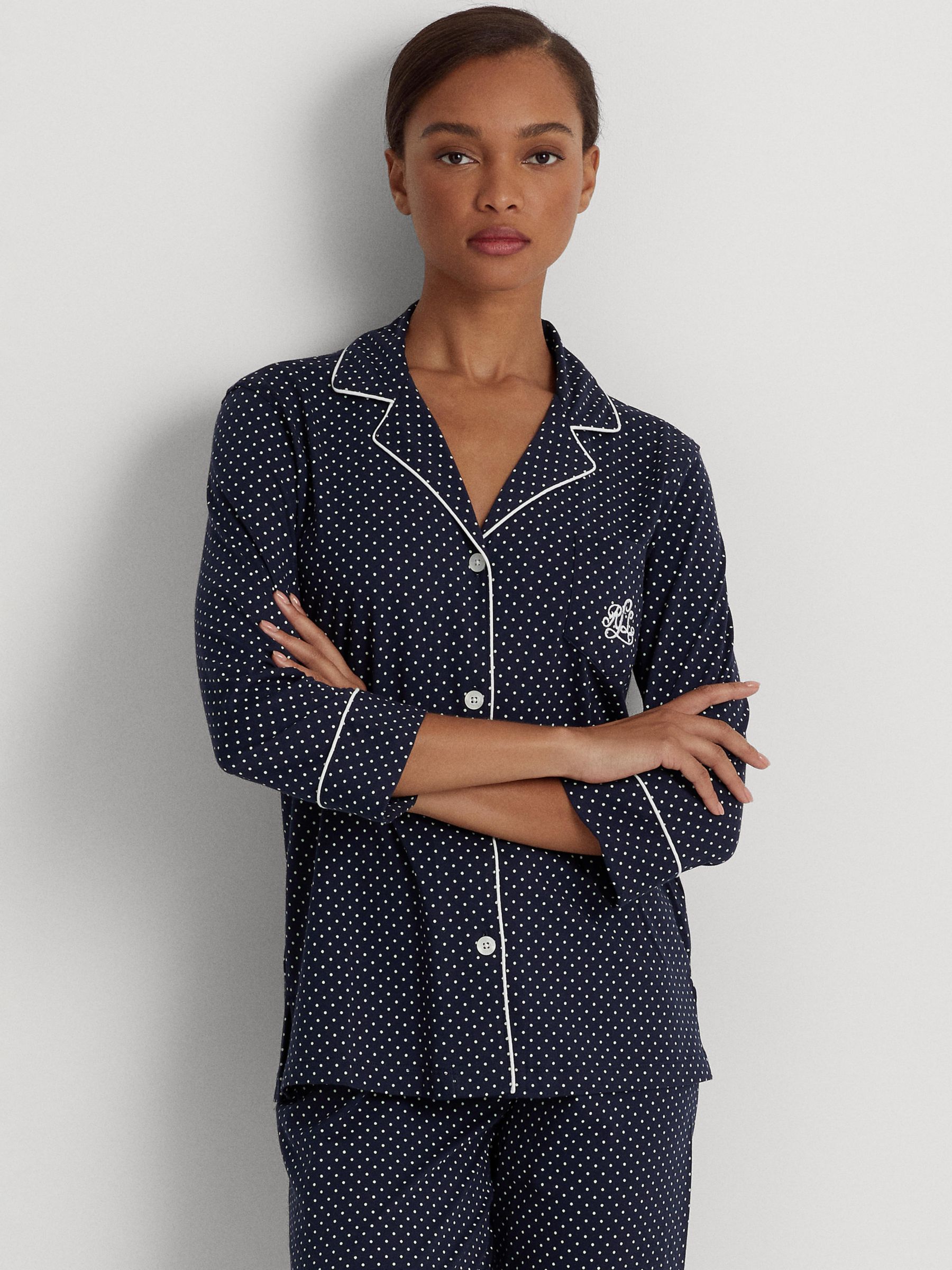 Buy Lauren Ralph Lauren Capri Spot Pyjama Set, Navy Online at johnlewis.com