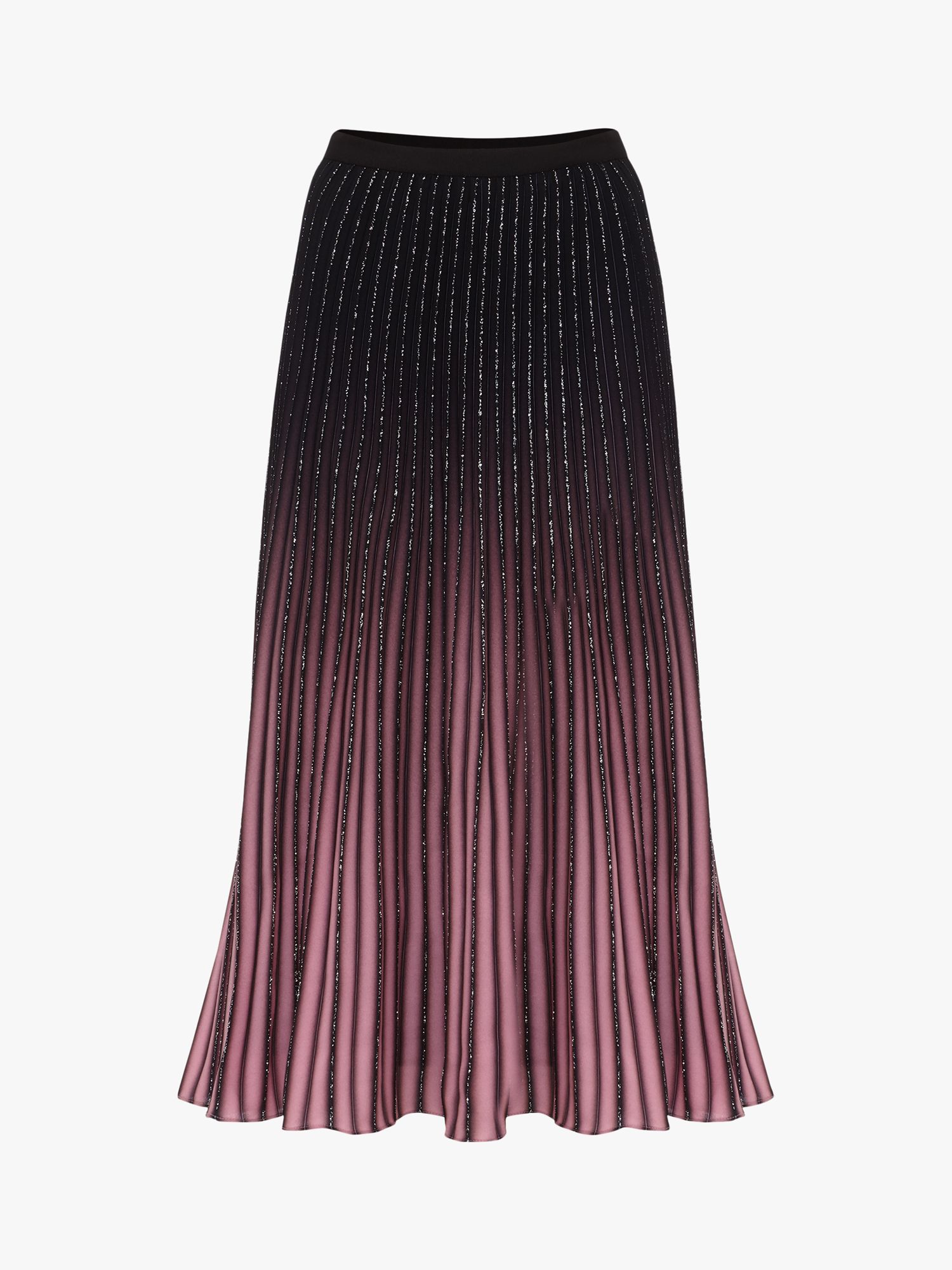 Phase Eight Estella Ombre Pleated Skirt, Pink/Pewter