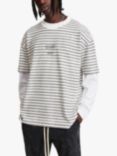 AllSaints Cain Stripe T-Shirt, Misted White