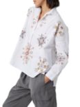 French Connection Ezan Embroidered Cotton Shirt, Linen White