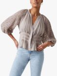 French Connection Fora Pleated Smock Top, Moon Rock
