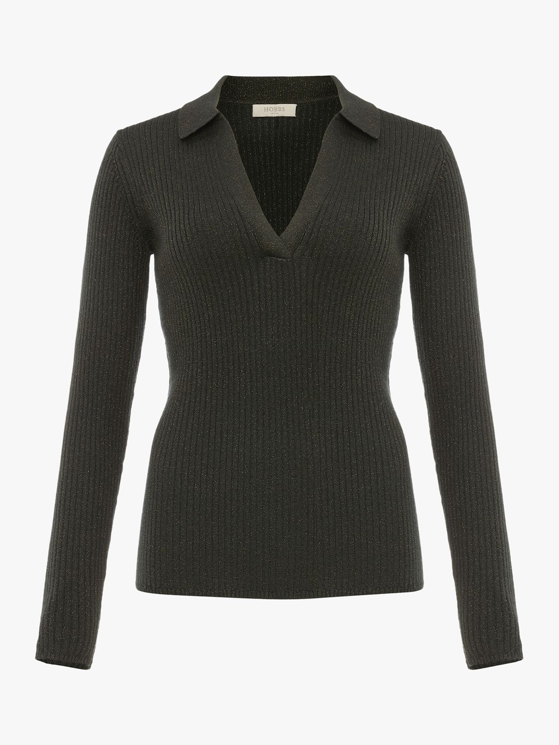 Hobbs Alexis Sparkle Knitted Jumper, Green/Gold at John Lewis & Partners