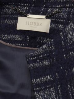 Hobbs Meghan Check Wrap Coat, Navy/Ivory, 18