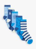John Lewis ANYDAY Kids' Variety Star Print Socks, Pack of 5, Blue/Multi
