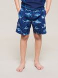 John Lewis & Partners Kids' Shark Recycled Polyester Swim Shorts, Navy