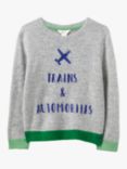 Crew Clothing Kids' Planes & Trains Knit Jumper, Grey