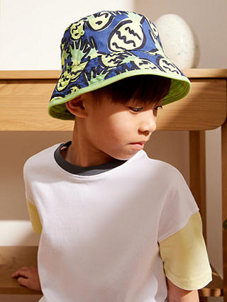 John Lewis ANYDAY Kids' Pineapple Print Reversible Bucket Hat, Blue/Multi