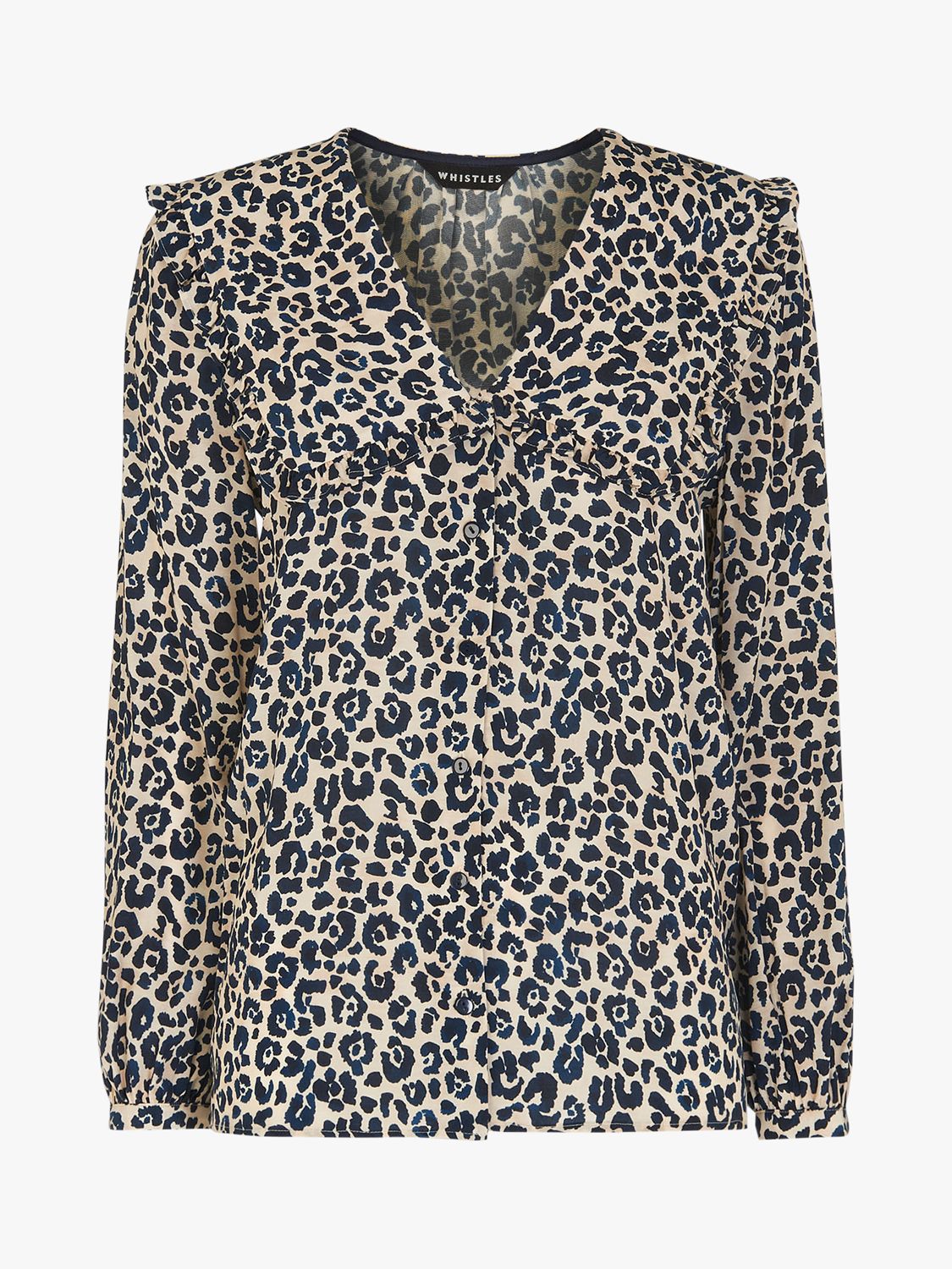 Whistles Cheetah Print Collar Blouse, Multi at John Lewis & Partners