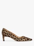 L.K.Bennett Ava Leopard Print Calf Hair Kitten Heel Court Shoes, Multi