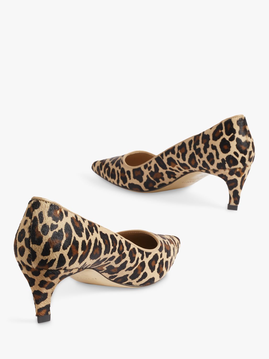L.K.Bennett Ava Leopard Print Calf Hair Kitten Heel Court Shoes, Multi at John & Partners