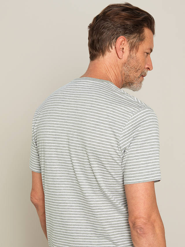 John Lewis Supima Cotton Fine Stripe T-Shirt, Grey Melange/White