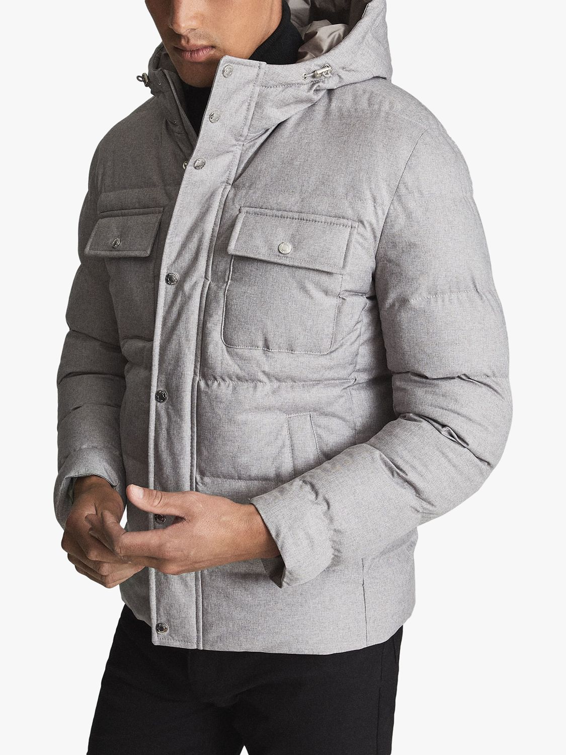 Kenneth Cole Herringbone Down Puffer Jacket With Removable Hood Reviews ...