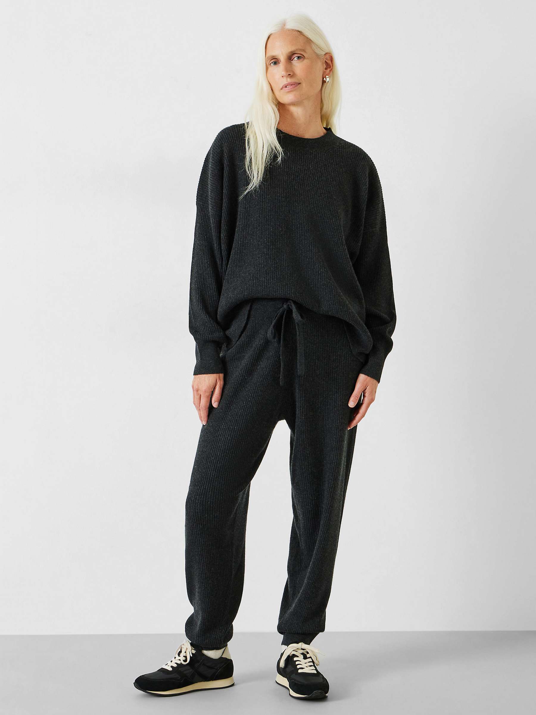 Buy HUSH Mae Relaxed Cashmere Lounge Top, Charcoal Marl Online at johnlewis.com