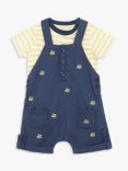 John Lewis & Partners Baby Bee Embroidered Short Dungaree Set, Navy