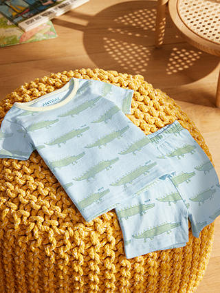 John Lewis ANYDAY Baby Croc Print Shortie Pyjamas, Blue/Multi