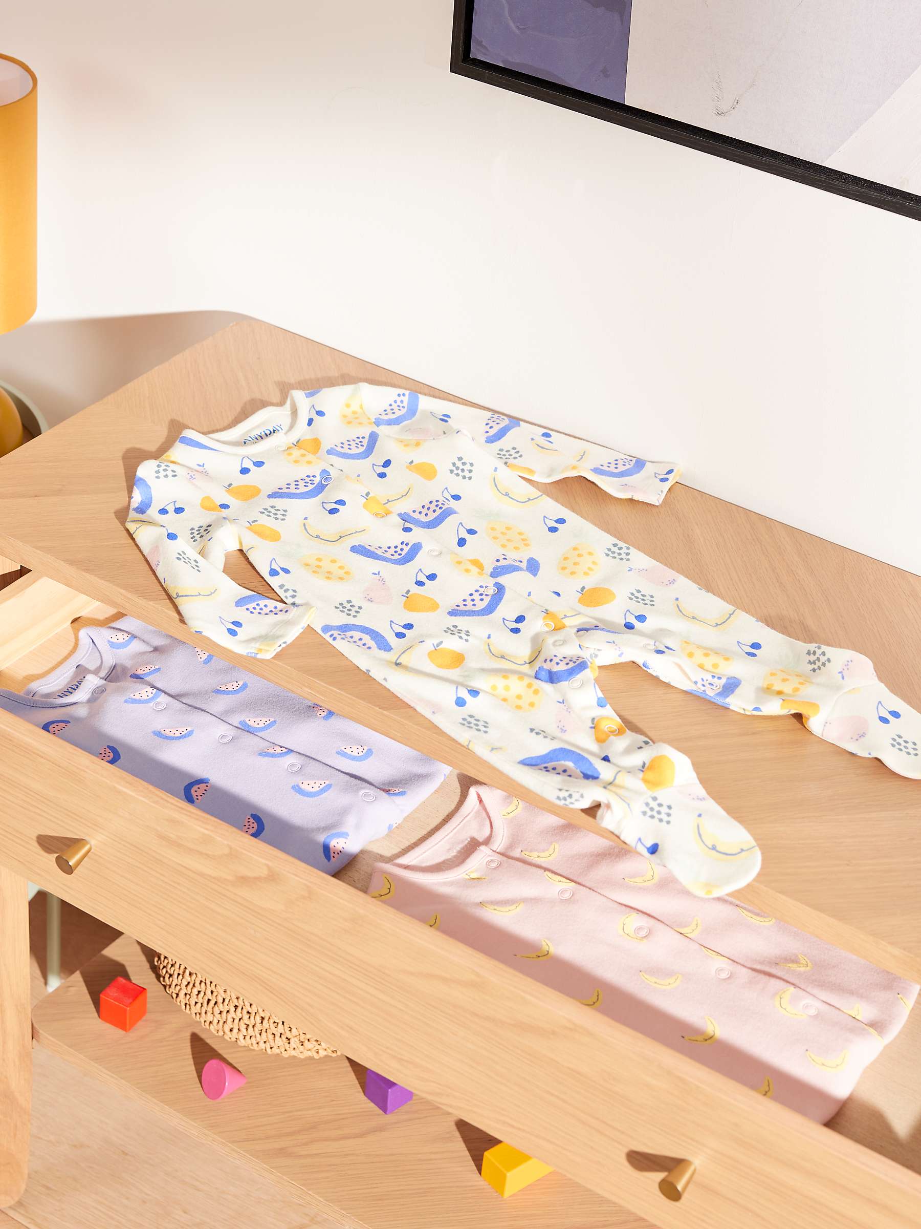 Buy John Lewis ANYDAY Baby Fruit Sleepsuit, Pack of 3, Multi Online at johnlewis.com