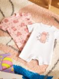 ANYDAY John Lewis & Partners Baby Poodle Short Romper, Pack of 2, Pink/Multi