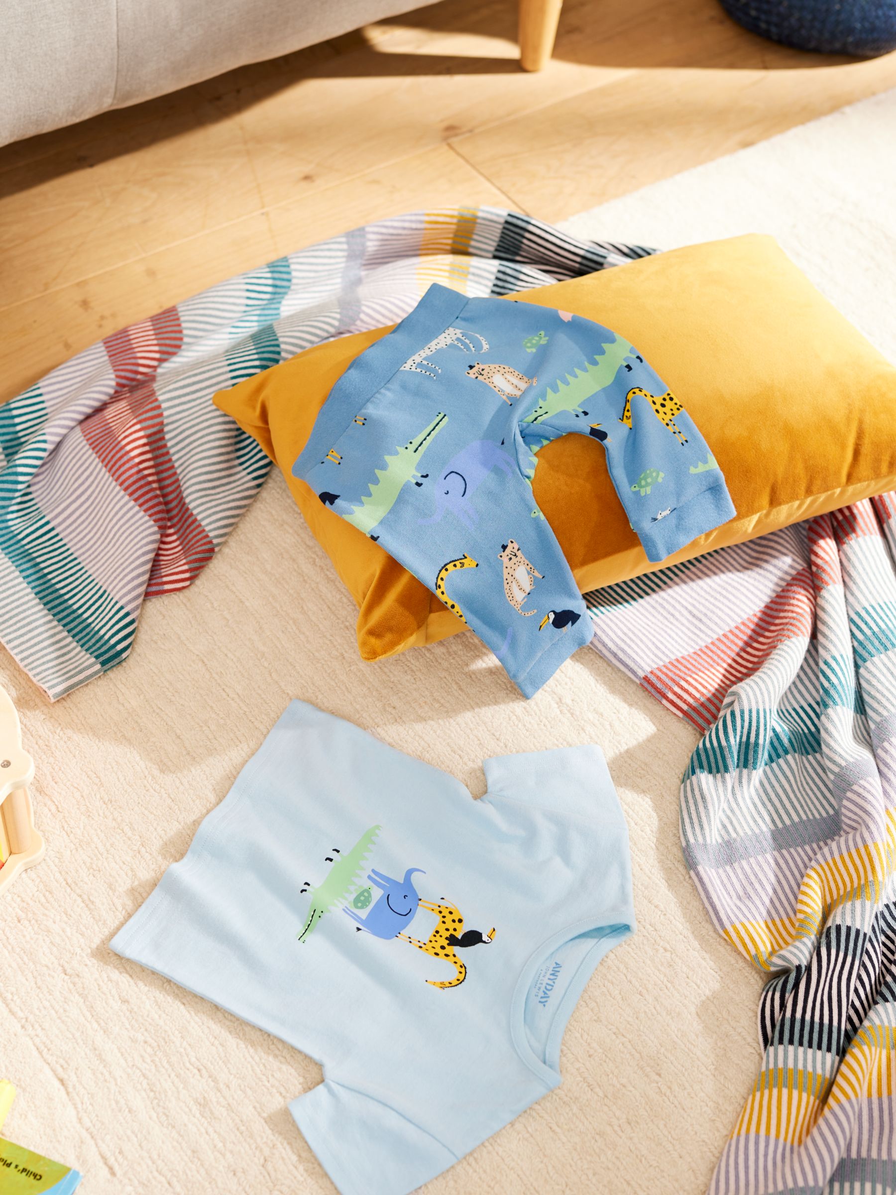 John Lewis ANYDAY Baby Animal Friends Top & Joggers Set, Multi