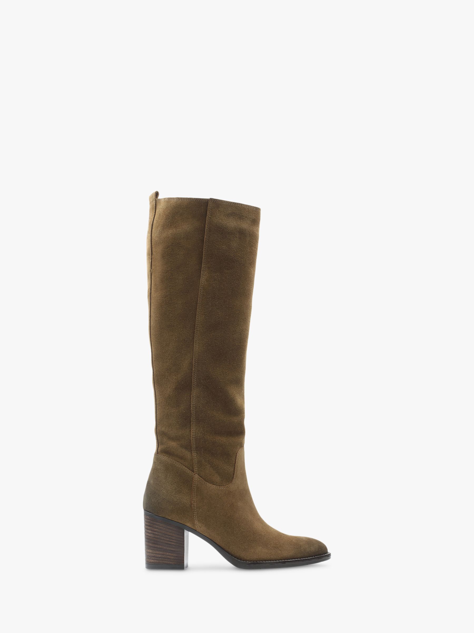 Clarks Park Rise Suede Knee Boots, Tobacco at John Lewis & Partners
