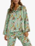 Playful Promises Bodil Jane Nudes and Flowers Satin Long Sleeve Pyjama Top, Mixed Print