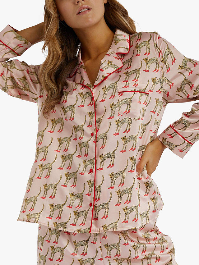 Playful Promises Bouffants Cheetah in Heels Long Sleeve Pyjama Top, Mixed Print