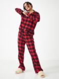 hush Charlie Checked Brushed Cotton Pyjama Set, Red/Black