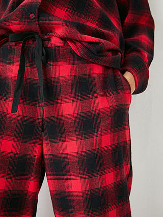 HUSH Charlie Checked Brushed Cotton Pyjama Set, Red/Black