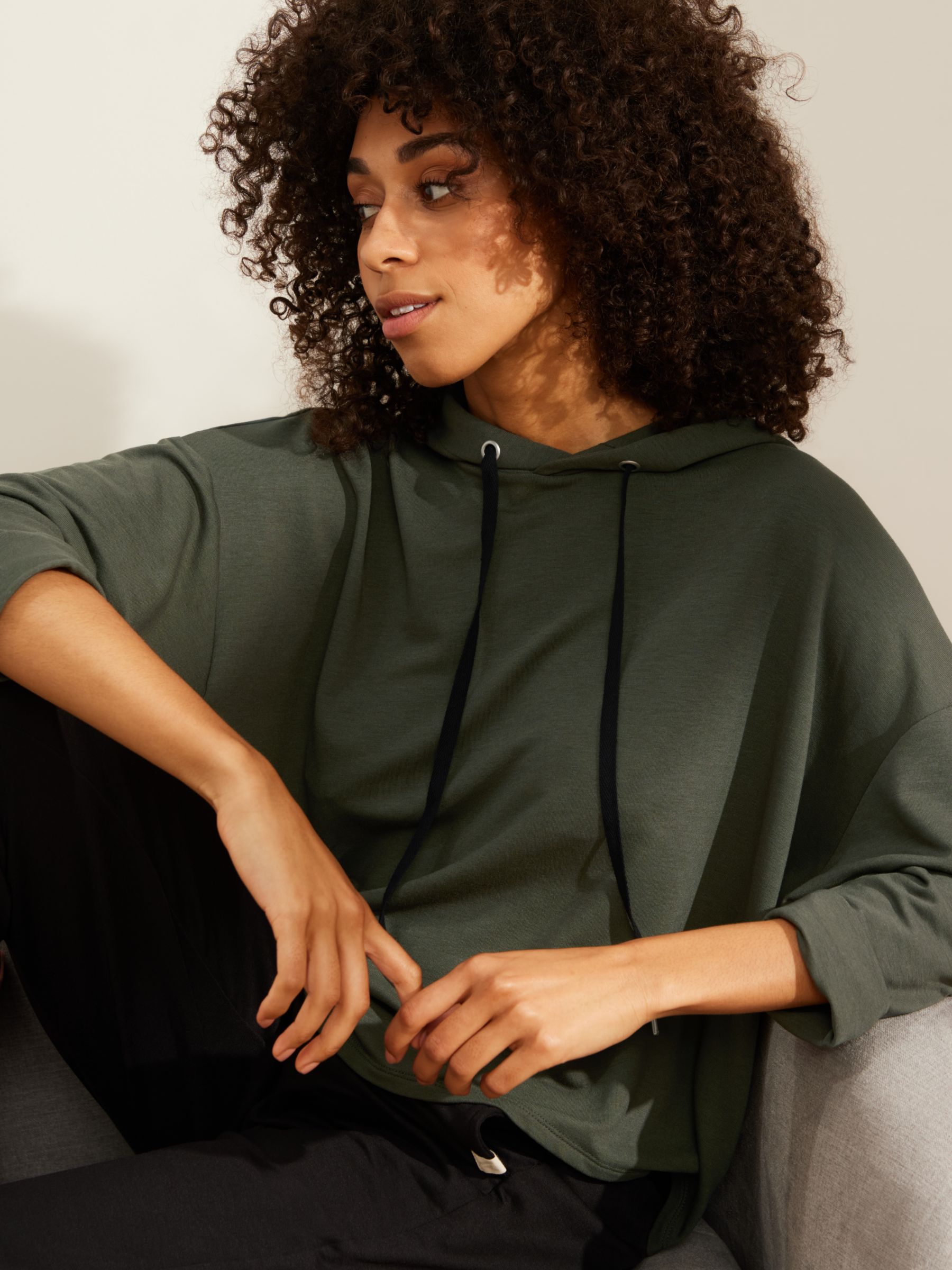 John Lewis ANYDAY Cotton Zip-Through Hoodie, Khaki at John Lewis & Partners