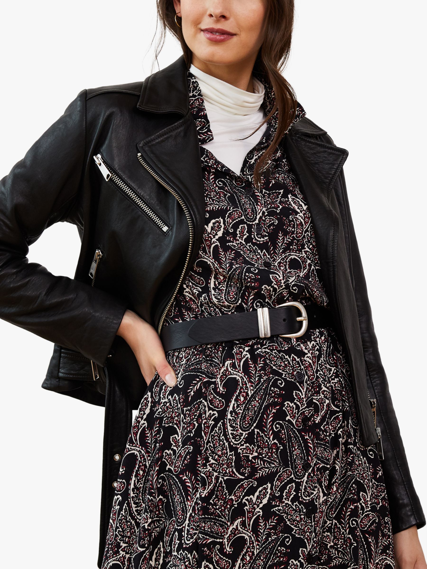 Buy Baukjen Ada Paisley Midi Shirt Dress, Black Online at johnlewis.com