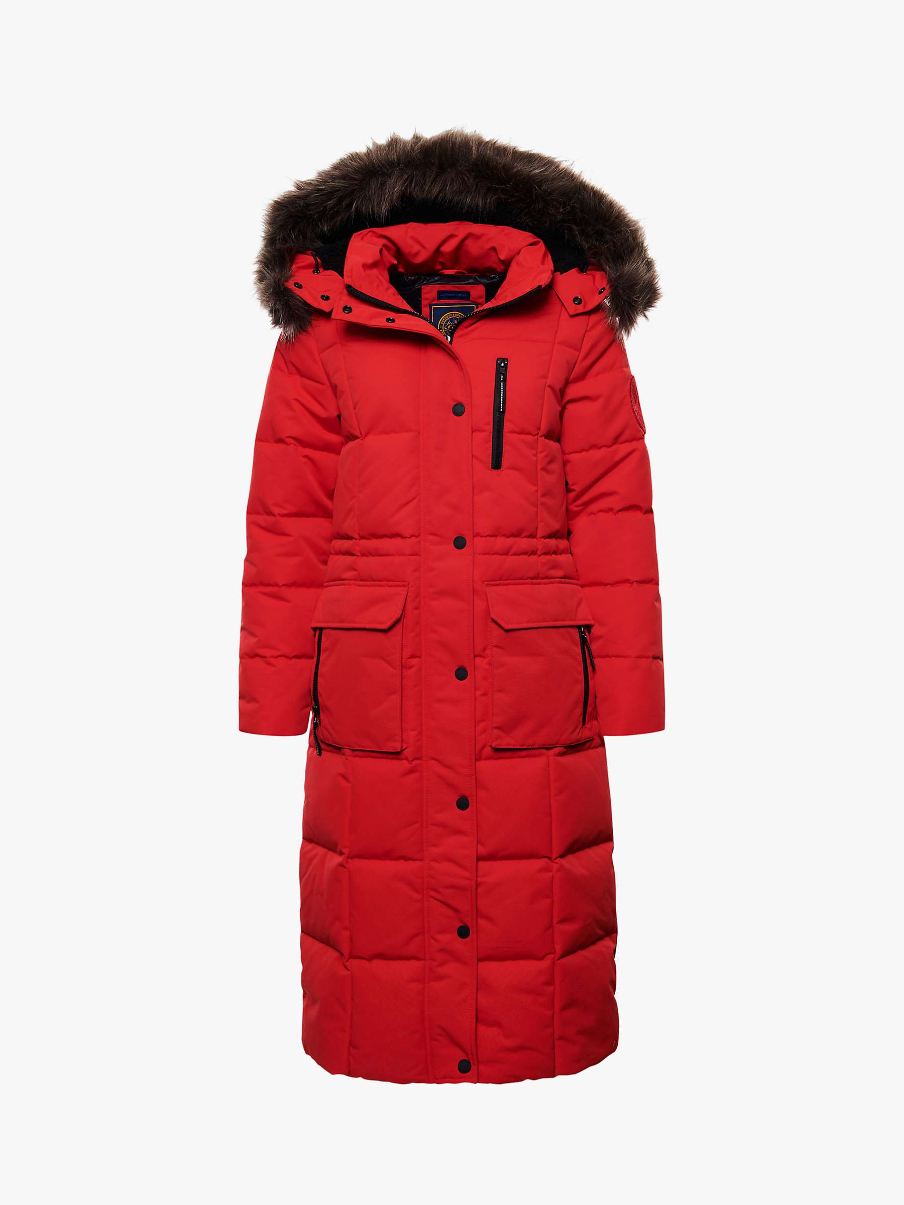 Buy Superdry Longline Faux Fur Collar Quilted Jacket Online at johnlewis.com